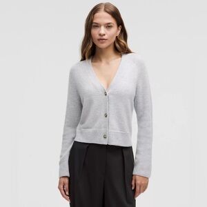 Lululemon Cashmere Slim-Fit Cardigan Small Heathered Silver Fox